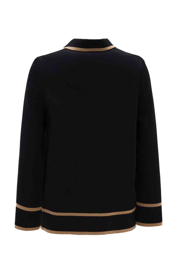 T26K-8202 Gömlek Yaka Triko Ceket BLACK - 2