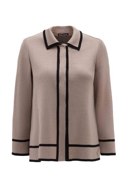 T26K-8202 Gömlek Yaka Triko Ceket CAPRI-MINK - MISS DALIDA