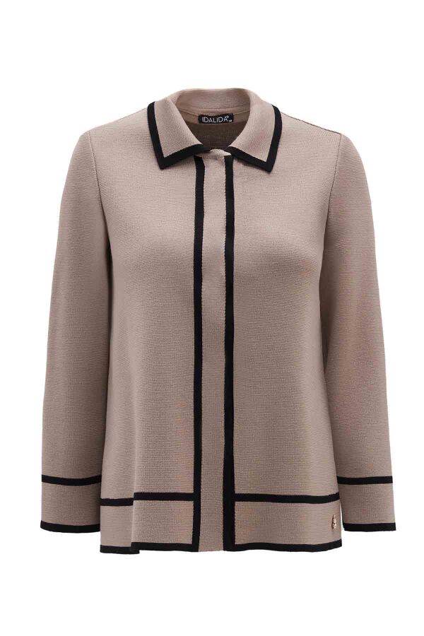 T26K-8202 Gömlek Yaka Triko Ceket CAPRI-MINK - 1