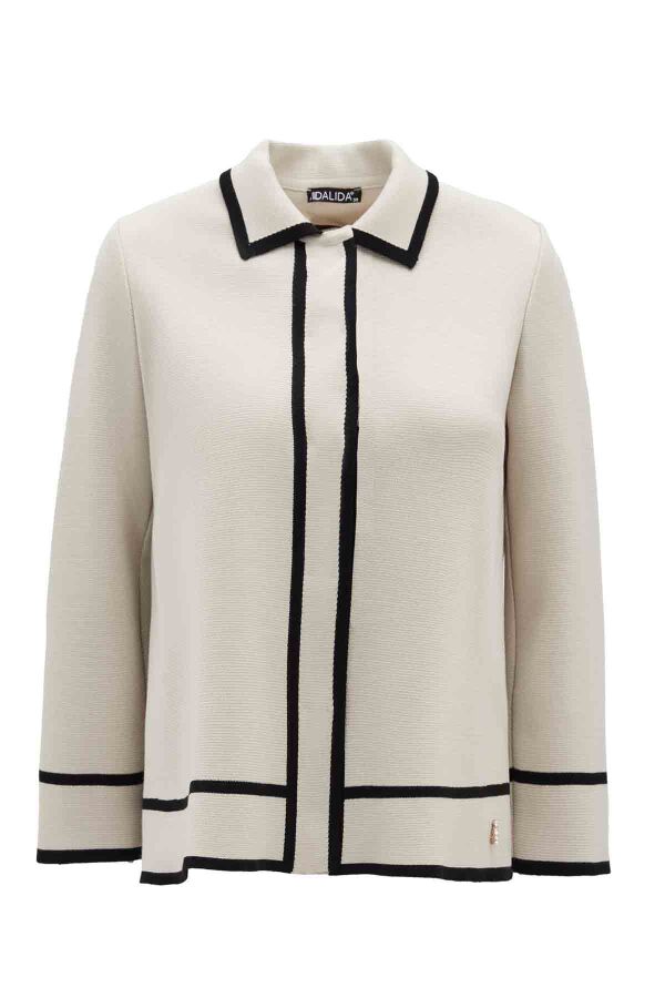 T26K-8202 Gömlek Yaka Triko Ceket ELSA-STONE - 1