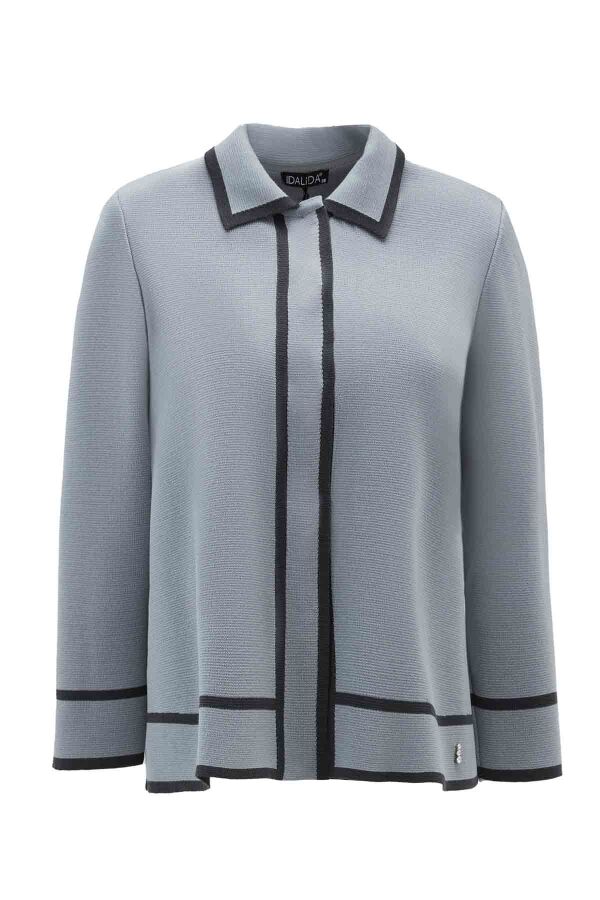 T26K-8202 Gömlek Yaka Triko Ceket ORMA-GREY - 1