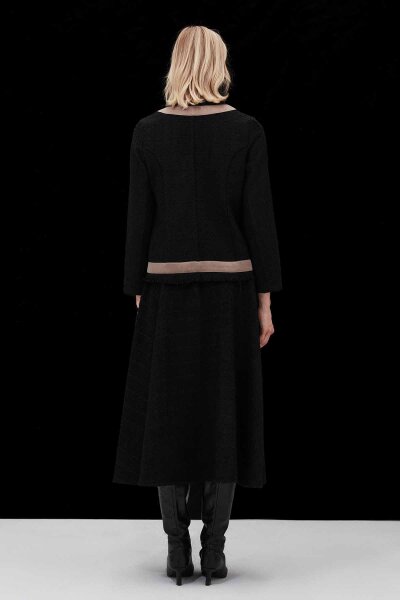 T26K-8205 Püsküllü Tüvit Kısa Ceket BLACK - 2