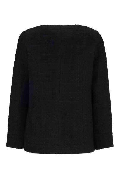 T26K-8208 V Yaka Tüvit Ceket BLACK - 2