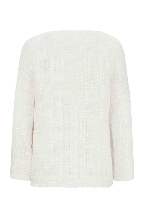 T26K-8208 V Yaka Tüvit Ceket EKRU - 2