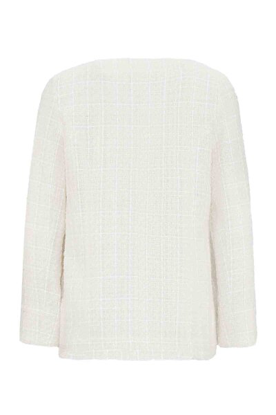 T26K-8208 V Yaka Tüvit Ceket EKRU - 2