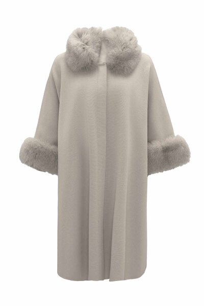 T26K-8400 Kürk Detaylı Triko Panço ELSA-STONE - 1