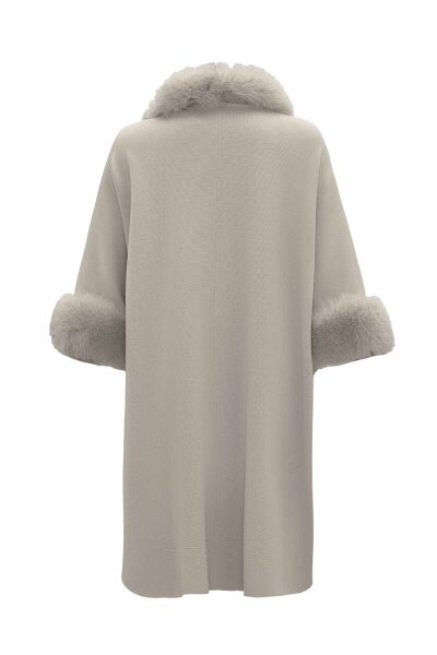 T26K-8400 Kürk Detaylı Triko Panço ELSA-STONE - 2