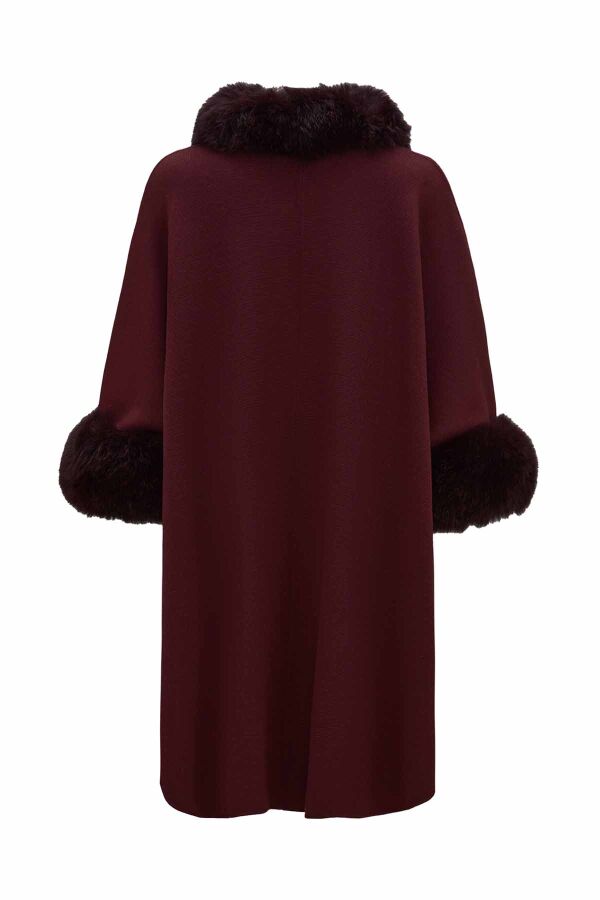 T26K-8400 Kürk Detaylı Triko Panço TOGA-BORDO - 4