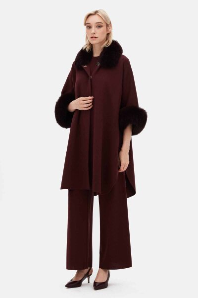 T26K-8400 Kürk Detaylı Triko Panço TOGA-BORDO - 3