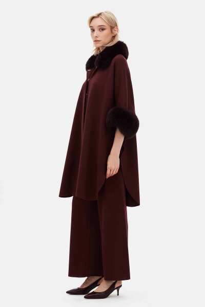 T26K-8400 Kürk Detaylı Triko Panço TOGA-BORDO - 5