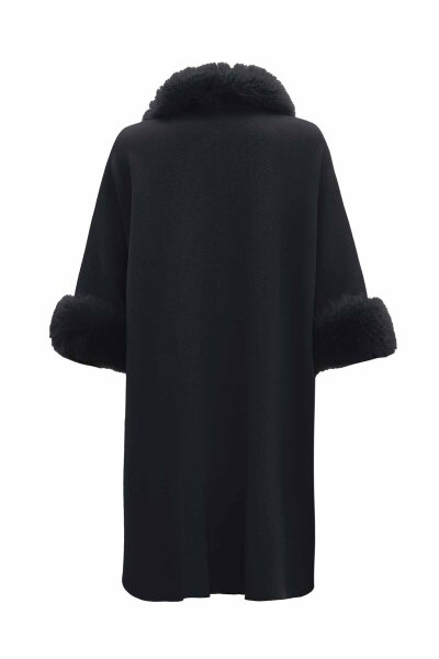 T26K-8400 Kürk Detaylı Triko Panço VATE-DARK GREY - 2