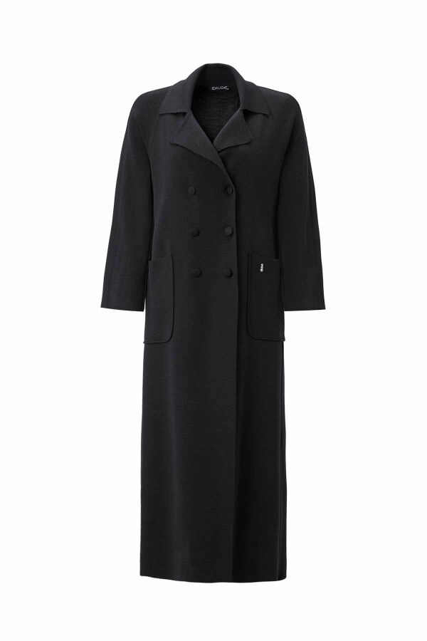 T26K-9002 Gömlek Yaka Cepli Triko Hırka BLACK - 2