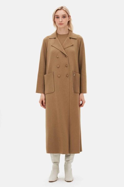 T26K-9002 Gömlek Yaka Cepli Triko Hırka DORY-CAMEL 