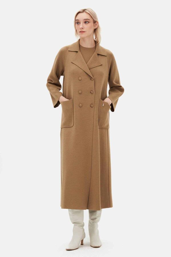 T26K-9002 Gömlek Yaka Cepli Triko Hırka DORY-CAMEL - 5