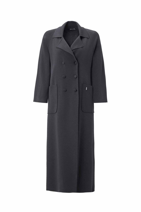 T26K-9002 Gömlek Yaka Cepli Triko Hırka VATE-DARK GREY - 1