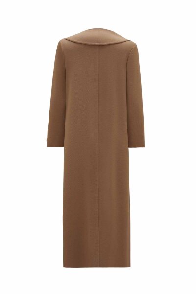 Long Knitted Cape with Brooch Detail on Collar - 2