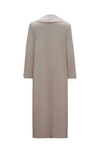 T26K-9004 Yakası Broş Detaylı Uzun Triko Kap ELSA-STONE - 2