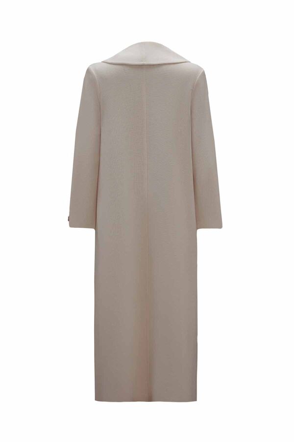 T26K-9004 Yakası Broş Detaylı Uzun Triko Kap ELSA-STONE - 2