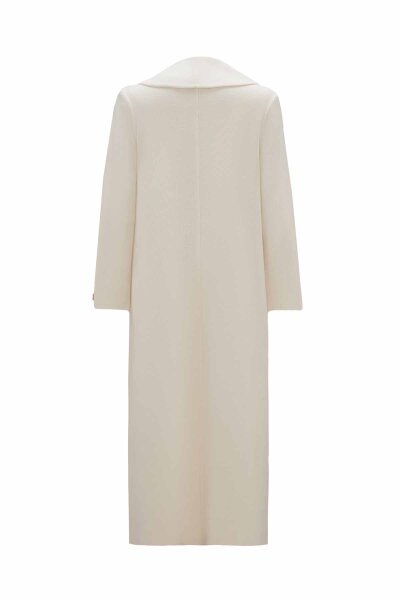 Long Knitted Cape with Brooch Detail on Collar - 2