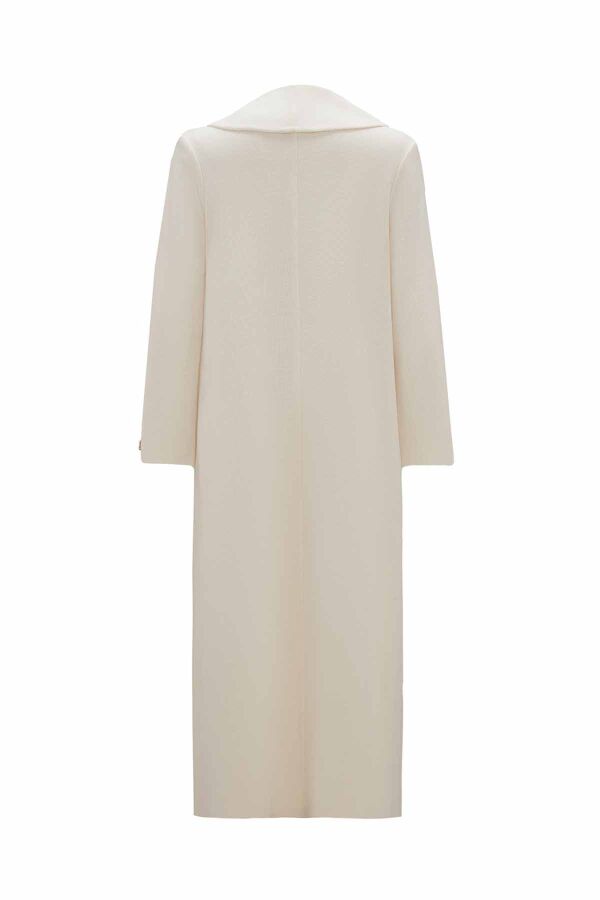 Long Knitted Cape with Brooch Detail on Collar - 2