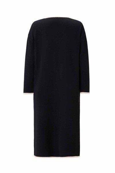 T26K-9005 Renk Şeritli Yakasız Düğmeli Hırka BLACK / ECRU - 2