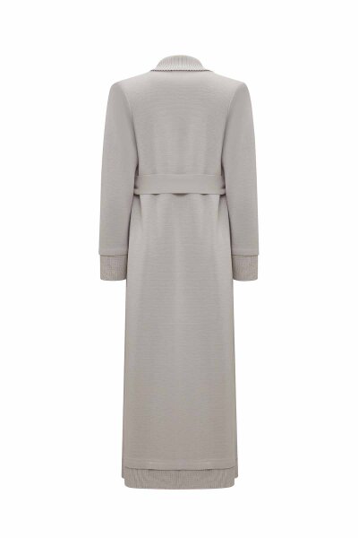 T26K-9006 Selanik Örgü Detaylı Düz Renk Hırka ELSA-STONE - 4