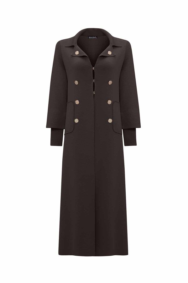 Button Detailed Solid Color Long Cardigan - 2