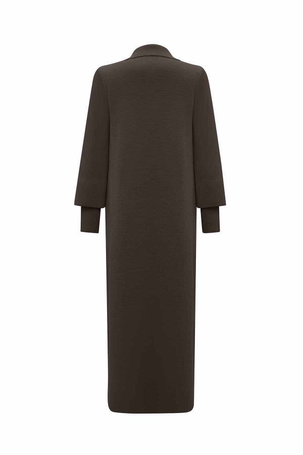 Button Detailed Solid Color Long Cardigan - 4