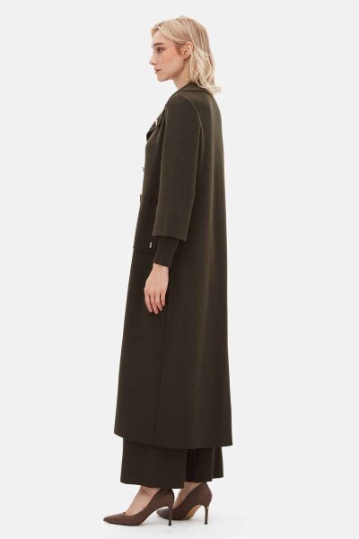 Button Detailed Solid Color Long Cardigan - 3