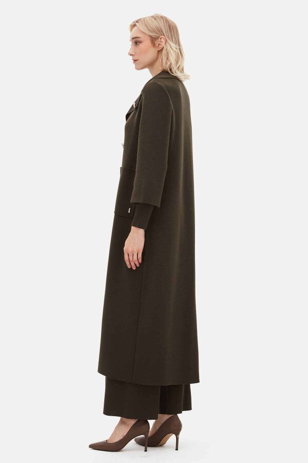 Button Detailed Solid Color Long Cardigan - 3