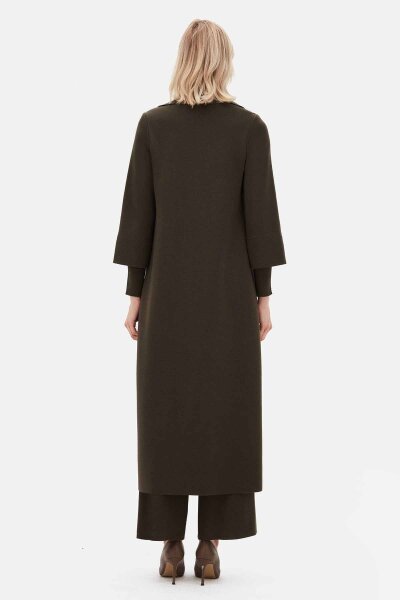 Button Detailed Solid Color Long Cardigan - 6