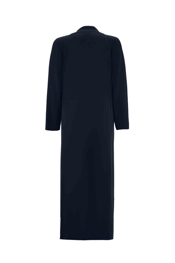 T26K-9009 Deri Bağlama Detaylı Uzun Hırka OASI-DARK NAVY - 2