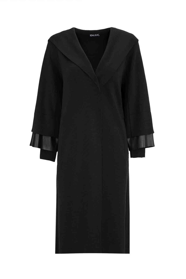 Steel Knit Cardigan with Leather Wrist Detail - 1