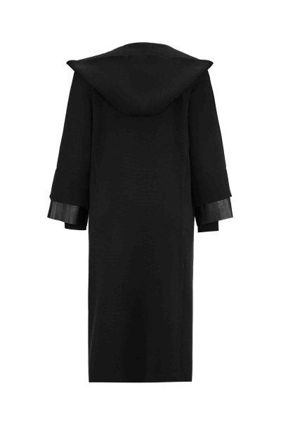 T26K-9012 Bileği Deri Detaylı Çelik Örgü Hırka BLACK - 2