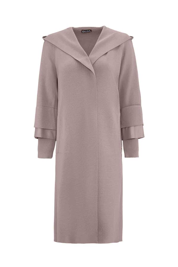 Steel Knit Cardigan with Leather Wrist Detail - 1