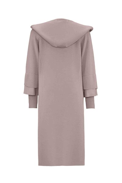 Steel Knit Cardigan with Leather Wrist Detail - 2