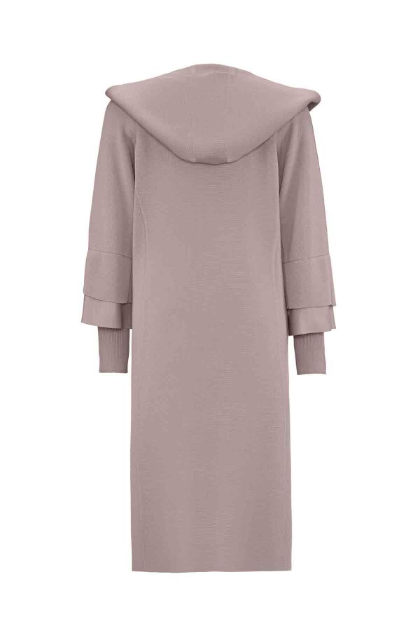 Steel Knit Cardigan with Leather Wrist Detail - 2