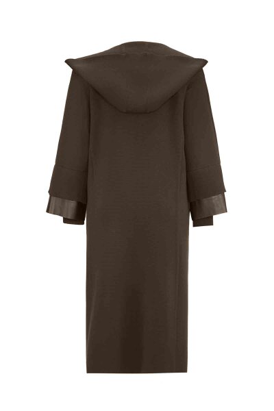 T26K-9012 Bileği Deri Detaylı Çelik Örgü Hırka DARDO-TAUPE - 2