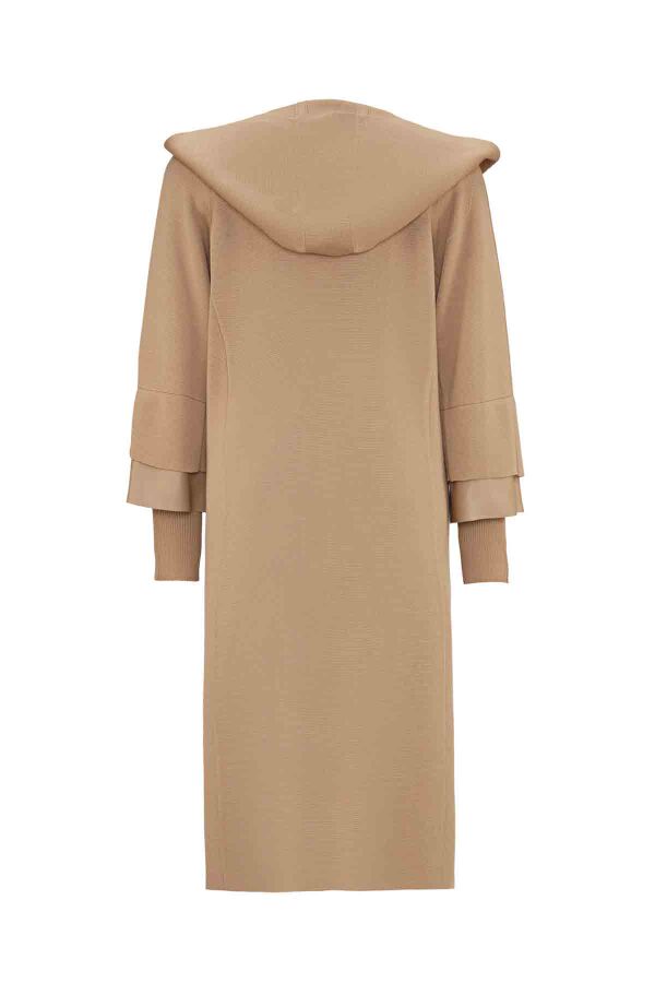 Steel Knit Cardigan with Leather Wrist Detail - 2