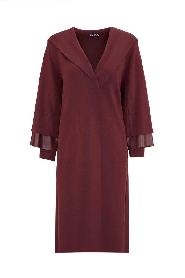 Steel Knit Cardigan with Leather Wrist Detail - 1