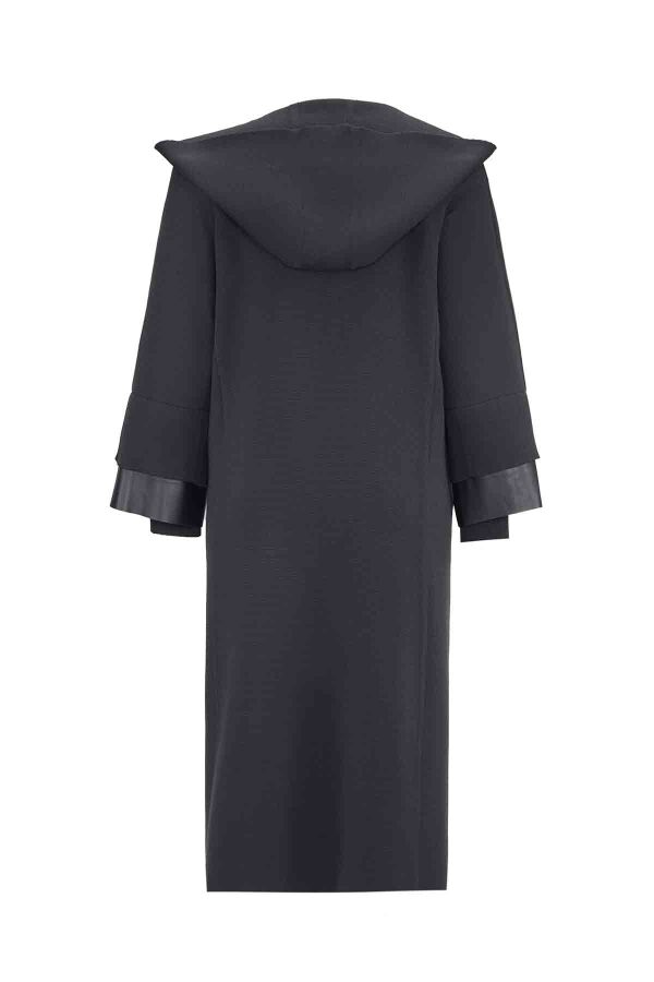 Steel Knit Cardigan with Leather Wrist Detail - 2