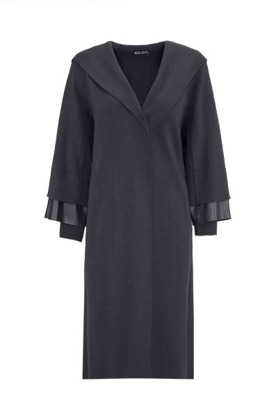 T26K-9012 Bileği Deri Detaylı Çelik Örgü Hırka VATE-DARK GREY - 1