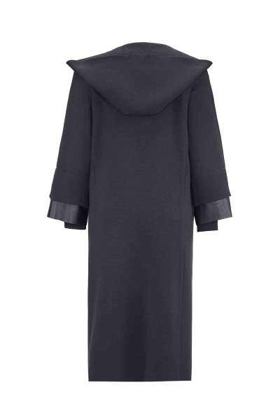 T26K-9012 Bileği Deri Detaylı Çelik Örgü Hırka VATE-DARK GREY - 2