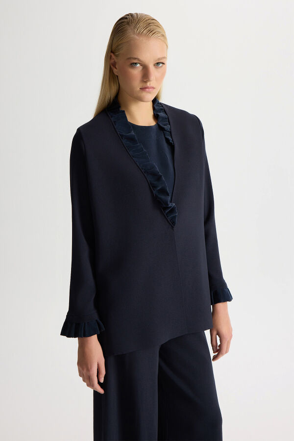 Kolsuz Cupro Tunik Takım Dark Navy - 1