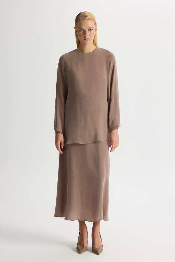 Solid Color Cupro Skirt - 1