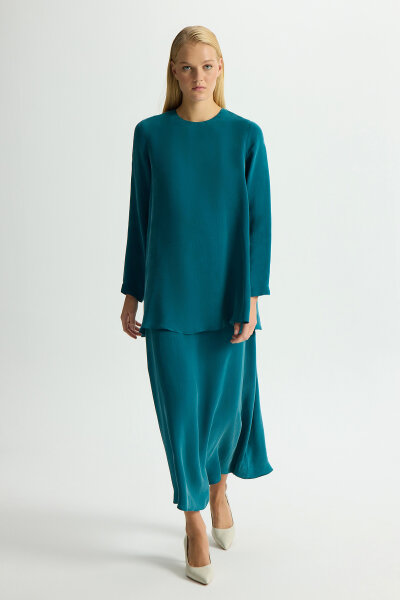 Solid Color Cupro Skirt 