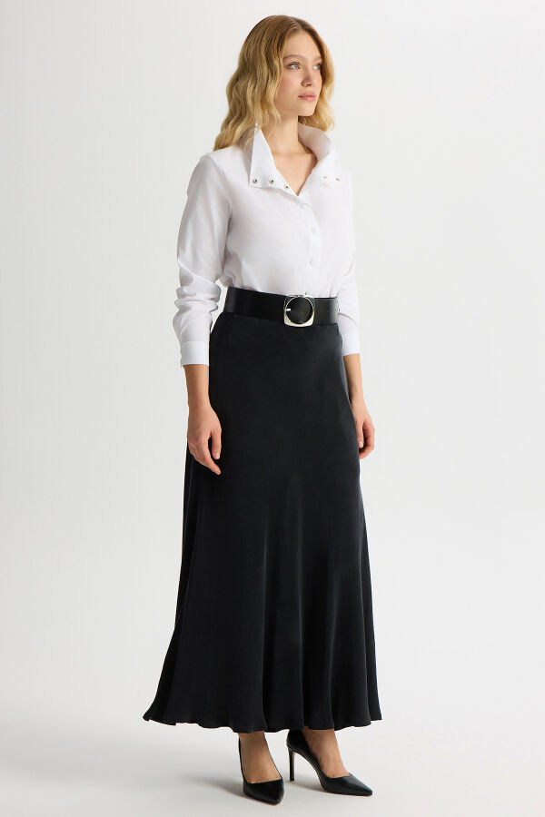 Verev Kesim Cupro Etek Siyah - 2