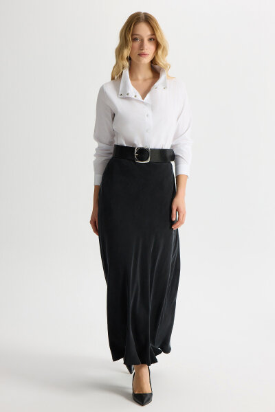 Verev Kesim Cupro Etek Siyah - 3