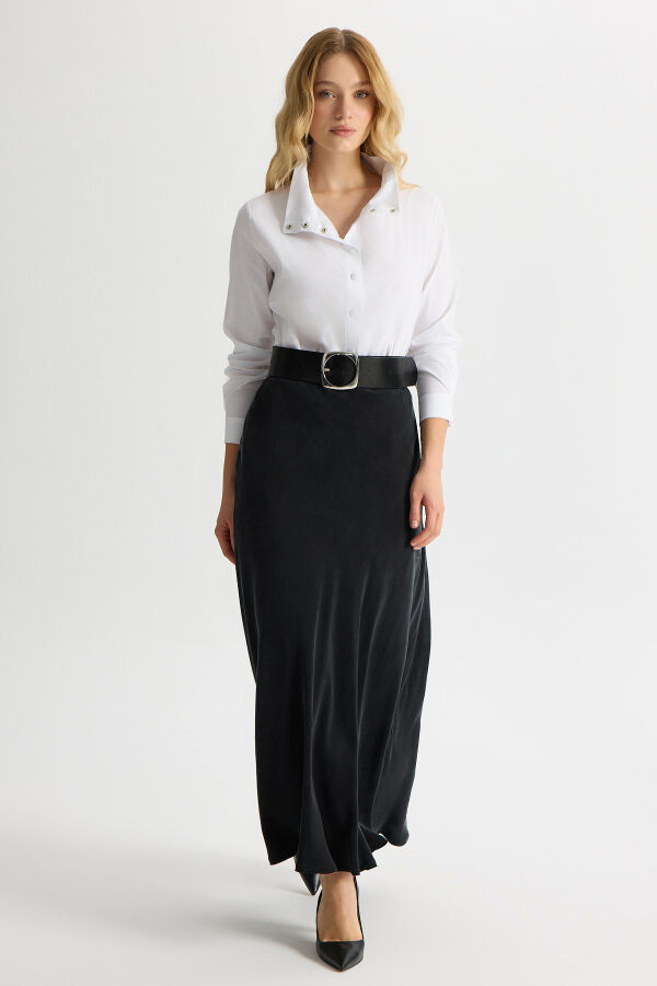 Verev Kesim Cupro Etek Siyah - 3