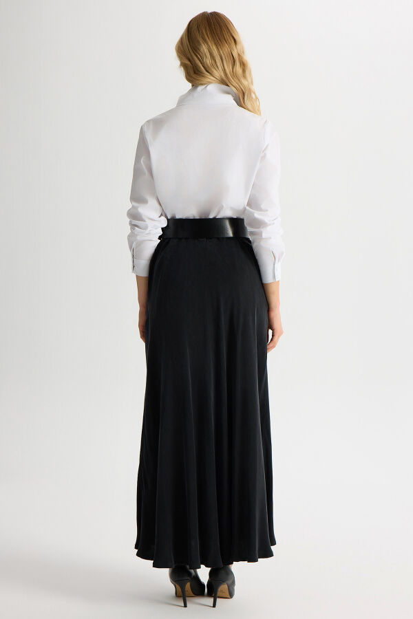 Verev Kesim Cupro Etek Siyah - 4